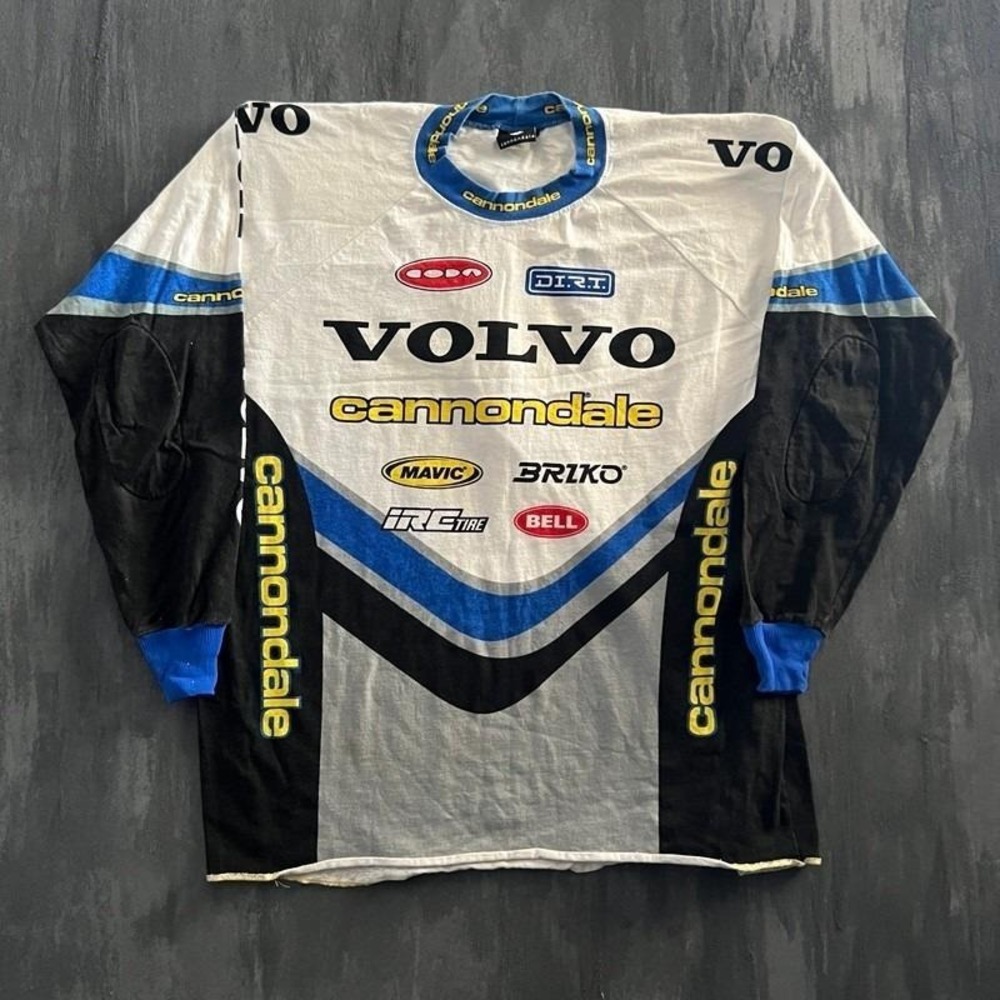 Vintage Cannondale Cycling Jersey Mens Large White 1990s Volvo Long Sleeve